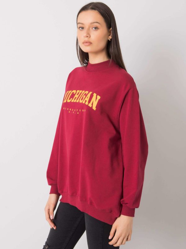 Wholesale Burgundy sweatshirt with print Majorie RUE PARIS