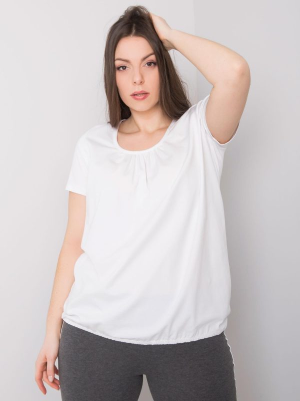 Wholesale Celeste Cotton White Plus Size Blouse