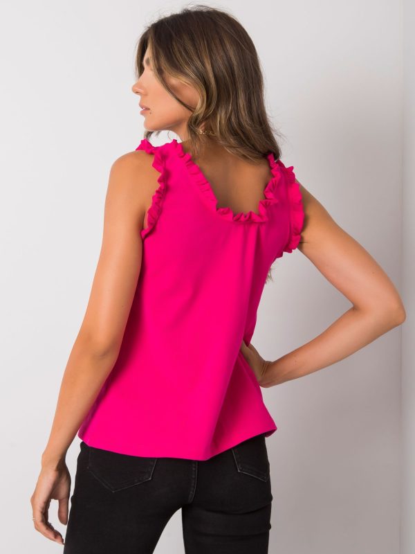 Wholesale Fuchsia top with frills Sarai RUE PARIS