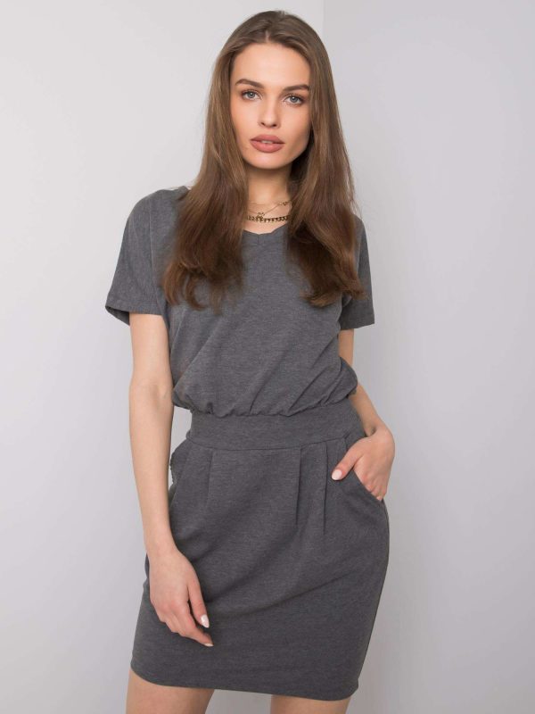 Wholesale Dark grey melange casual dress Aimee RUE PARIS