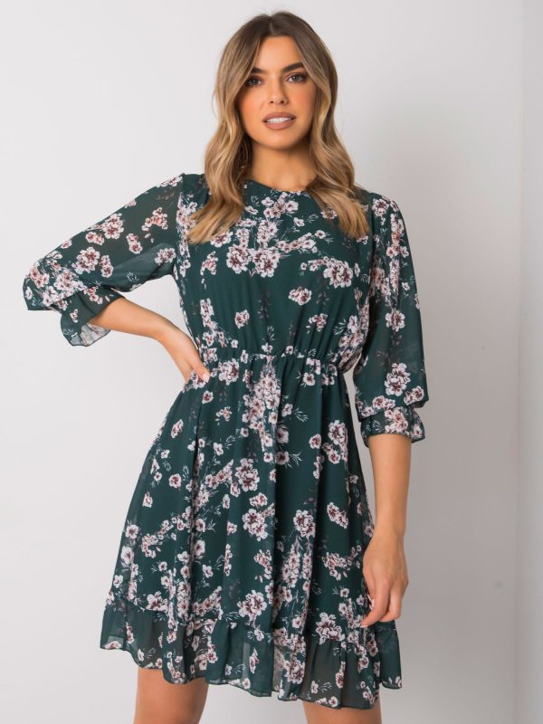 Wholesale Dark Green Floral Dress Tamila RUE PARIS