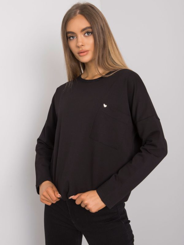 Wholesale Black Basic Blouse with Norine Pocket