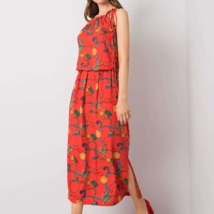 Wholesale Red dress with print Amaranta RUE PARIS