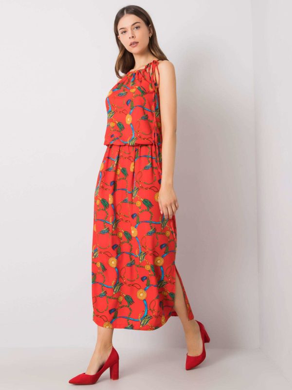 Wholesale Red dress with print Amaranta RUE PARIS