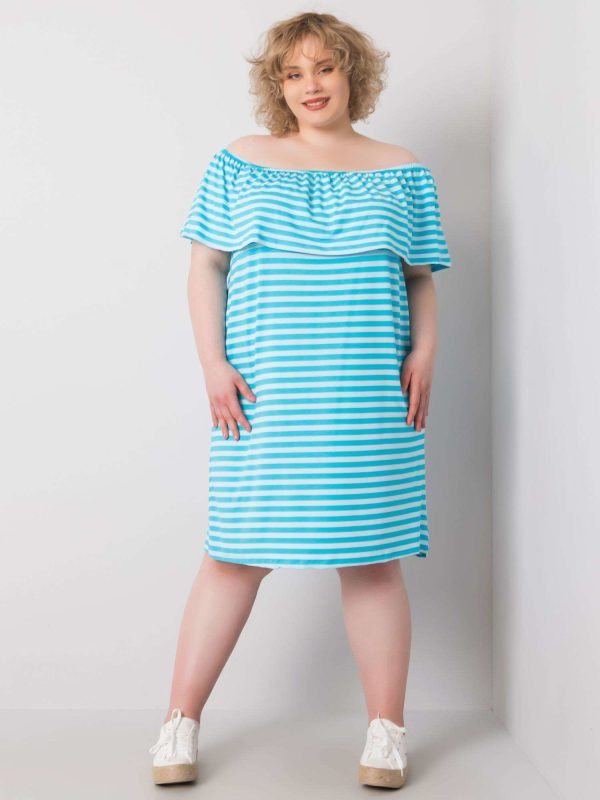 Wholesale Annabel's Blue Plus Size Striped Dress