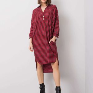 Wholesale Axelle RUE PARIS red and black plaid dress