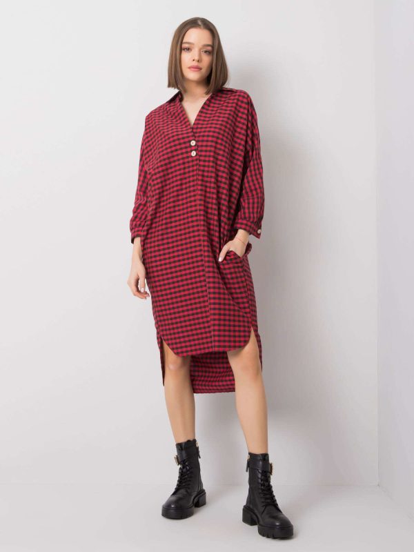 Wholesale Axelle RUE PARIS red and black plaid dress