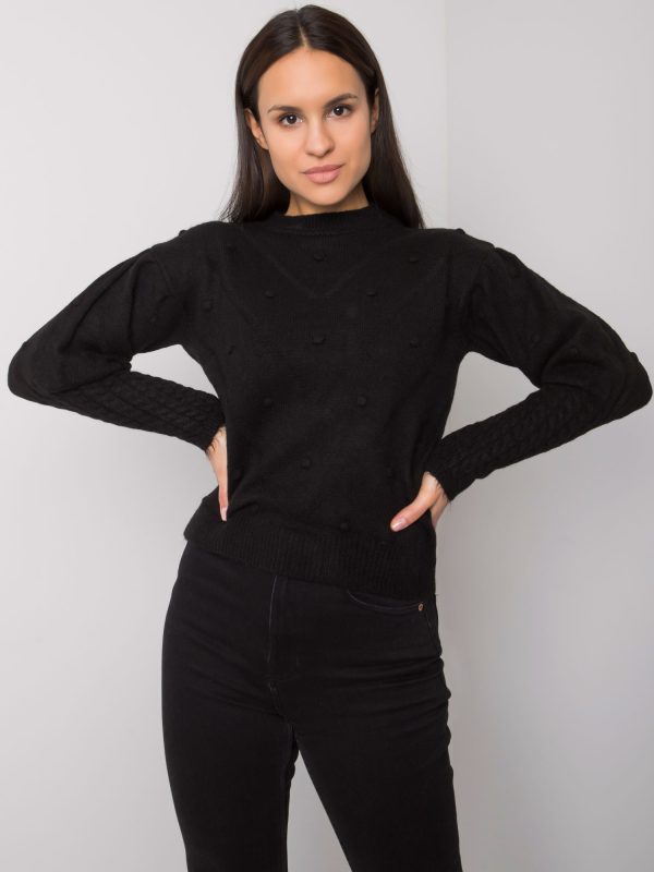 Wholesale Black sweater with decorative sleeves Salamanca RUE PARIS