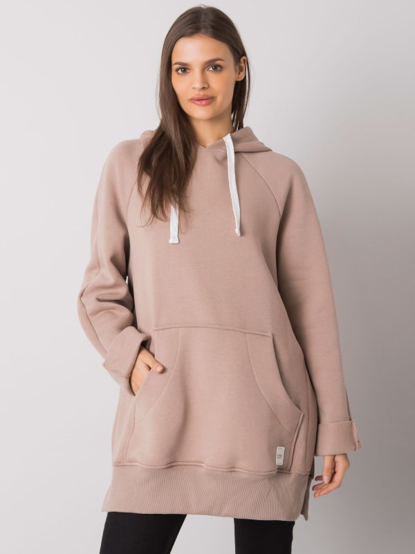 Wholesale Dark beige kangaroo sweatshirt Arno RUE PARIS