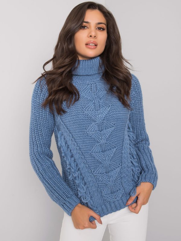 Wholesale Dark blue women's turtleneck sweater Winchester RUE PARIS