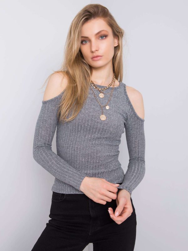 Wholesale Gray blouse with metallic thread Sandra RUE PARIS