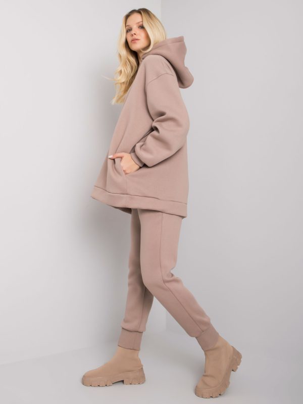 Wholesale Dark beige two-piece sweatshirt set Lucia