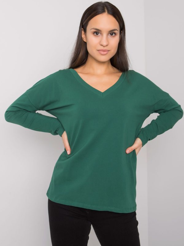 Wholesale Dark Green Women's Long Sleeve Blouse Libourne RUE PARIS