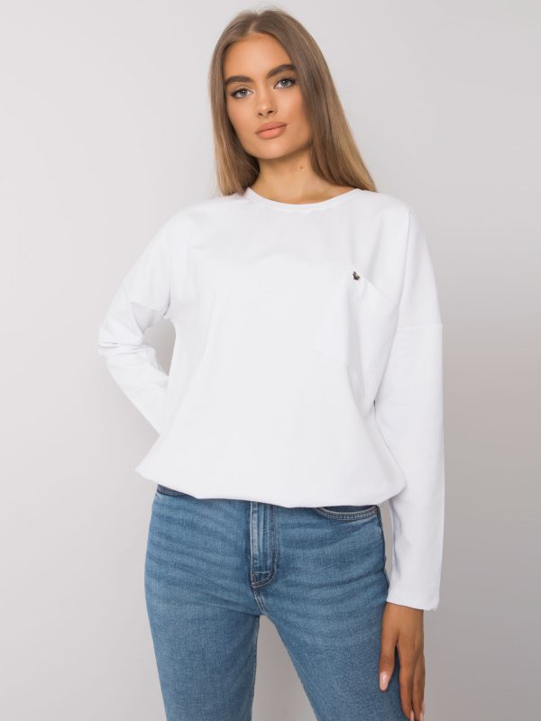 Wholesale White Basic Blouse with Norine Pocket