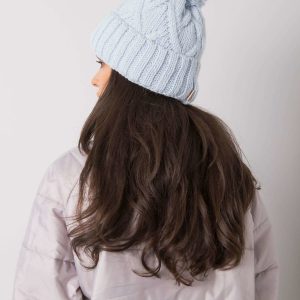 Wholesale Light blue winter hat with pompom