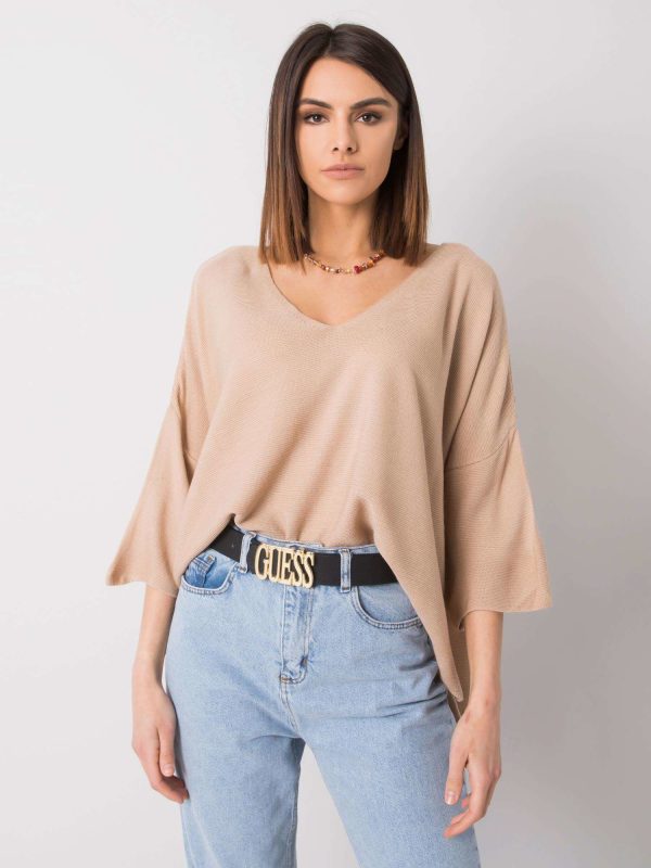 Wholesale Beige oversized sweater Morgan RUE PARIS