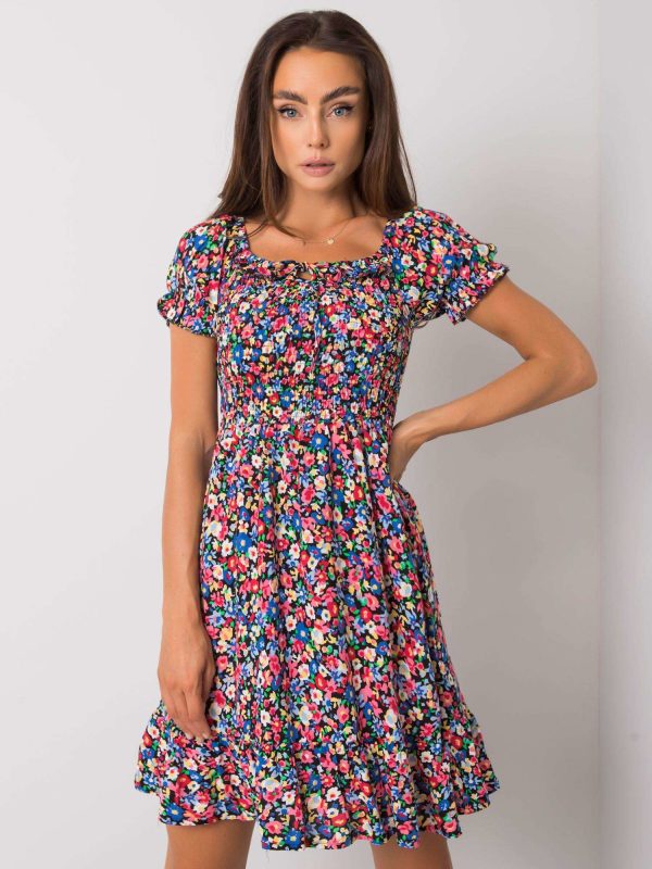 Wholesale Black and pink dress with prints Luigina RUE PARIS