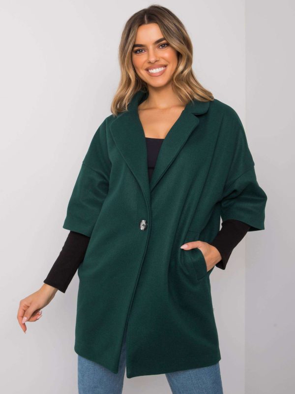 Wholesale Dark Green Loose Coat Aliz RUE PARIS