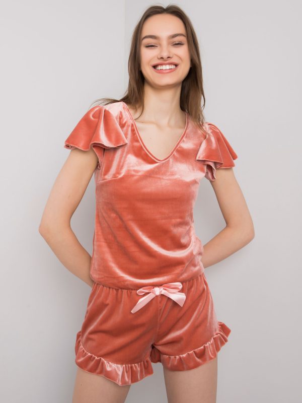 Wholesale Farnett's Dirty Pink Two Piece Velour Pyjamas RUE PARIS