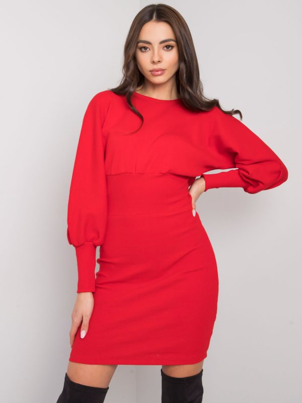 Wholesale Red Ribbed Dress Leticia RUE PARIS