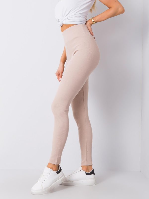 Wholesale Sanja beige ribbed leggings