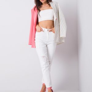 Wholesale White high-waisted jeans Trish RUE PARIS