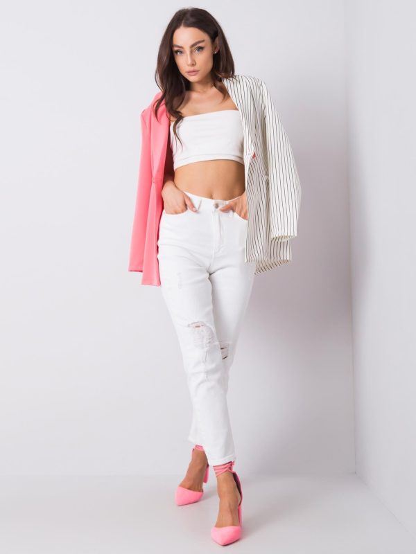 Wholesale White high-waisted jeans Trish RUE PARIS