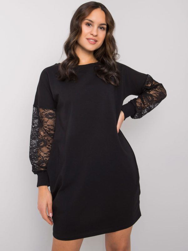 Wholesale Black dress with lace sleeves Alexxie RUE PARIS