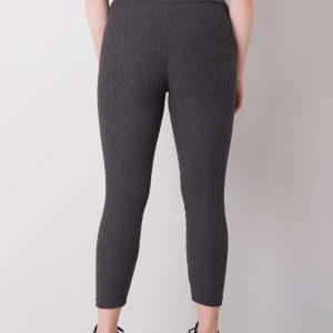 Wholesale Dark Grey Plus Size Striped Leggings Caitleen RUE PARIS