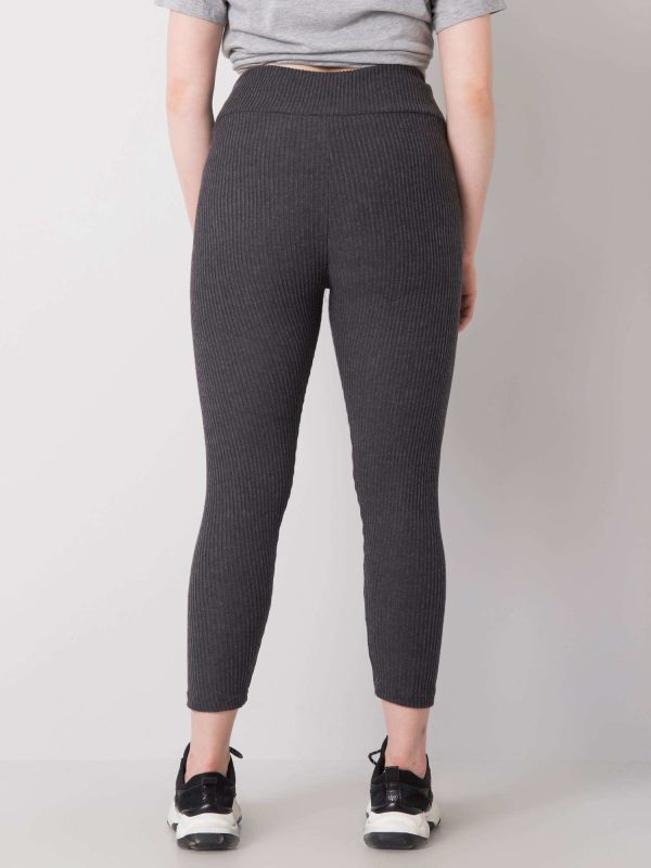 Wholesale Dark Grey Plus Size Striped Leggings Caitleen RUE PARIS