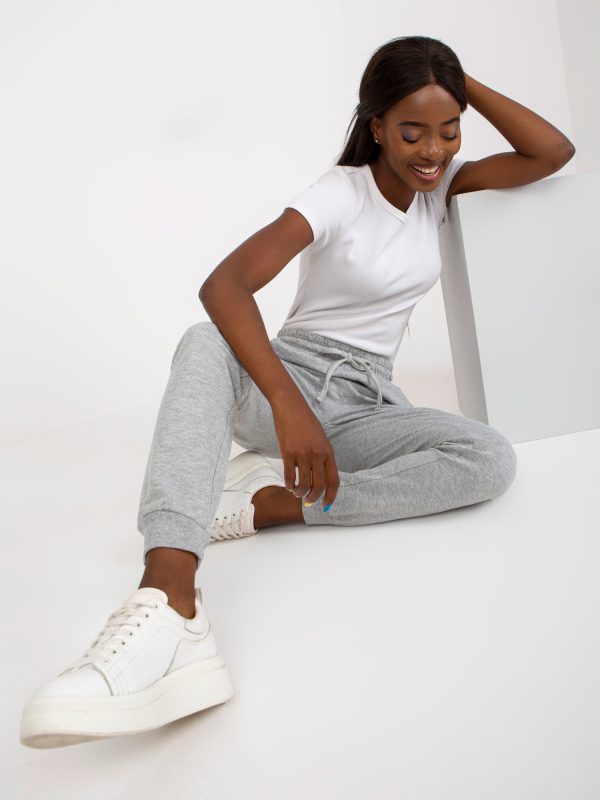 Wholesale Gray melange sweatpants for women basic