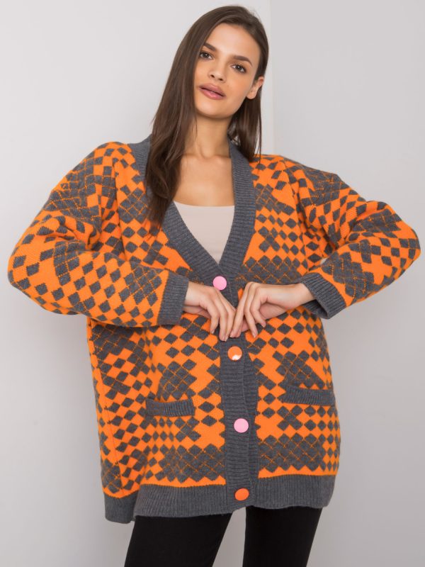 Wholesale Orange-grey button-up jumper Janaya RUE PARIS