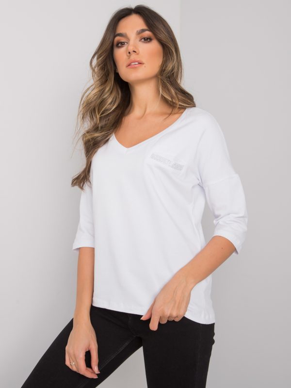 Wholesale White Cotton Casual Blouse Sofia RUE PARIS