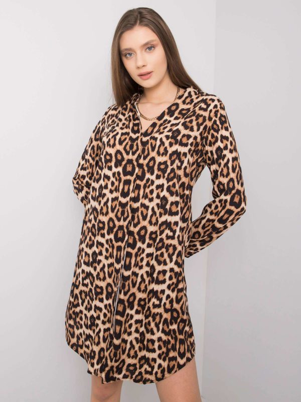 Wholesale Brown and black spotted dress Debora RUE PARIS