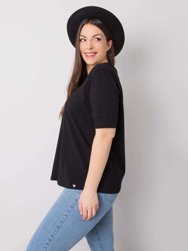 Wholesale Black Plus Size Cotton T-Shirt Missy