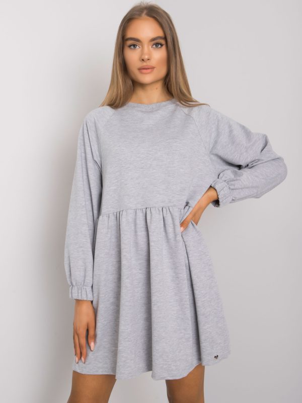 Wholesale Grey Melange Long Sleeve Bellevue Dress