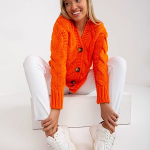 Wholesale Orange cardigan with wool Louissine RUE PARIS