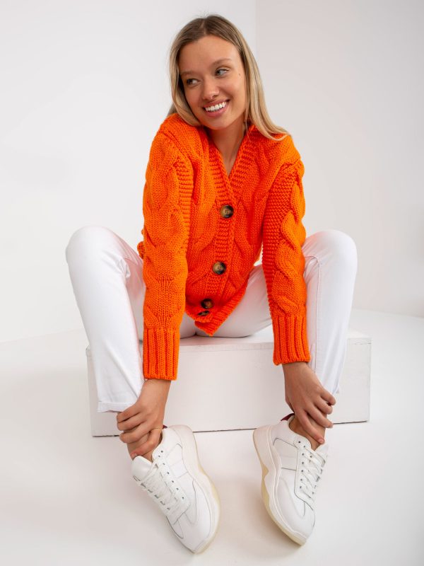 Wholesale Orange cardigan with wool Louissine RUE PARIS