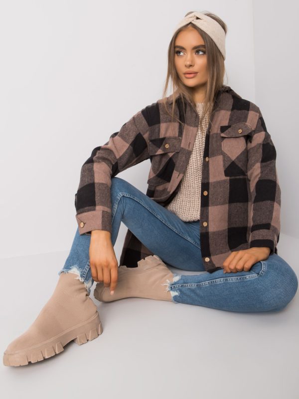 Wholesale Brown and black plaid shirt for women Greenville RUE PARIS