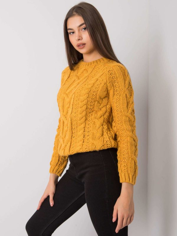 Wholesale Mustard sweater with braids Milford RUE PARIS