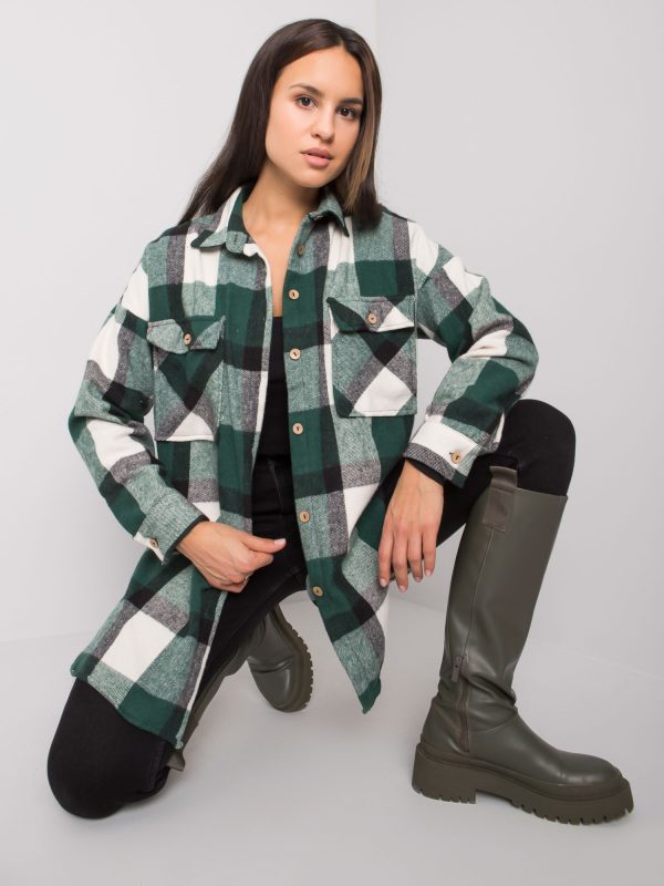 Wholesale Dark green plaid shirt for women Cillian RUE PARIS