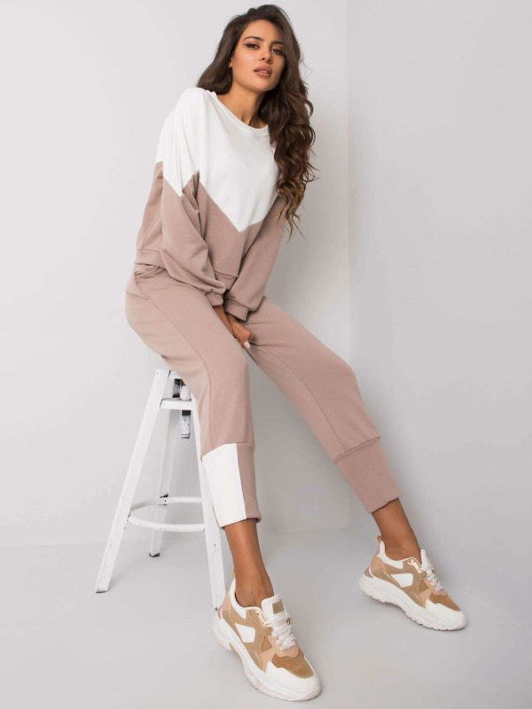 Wholesale Ecru beige set with sweatshirt and trousers Abinelli RUE PARIS