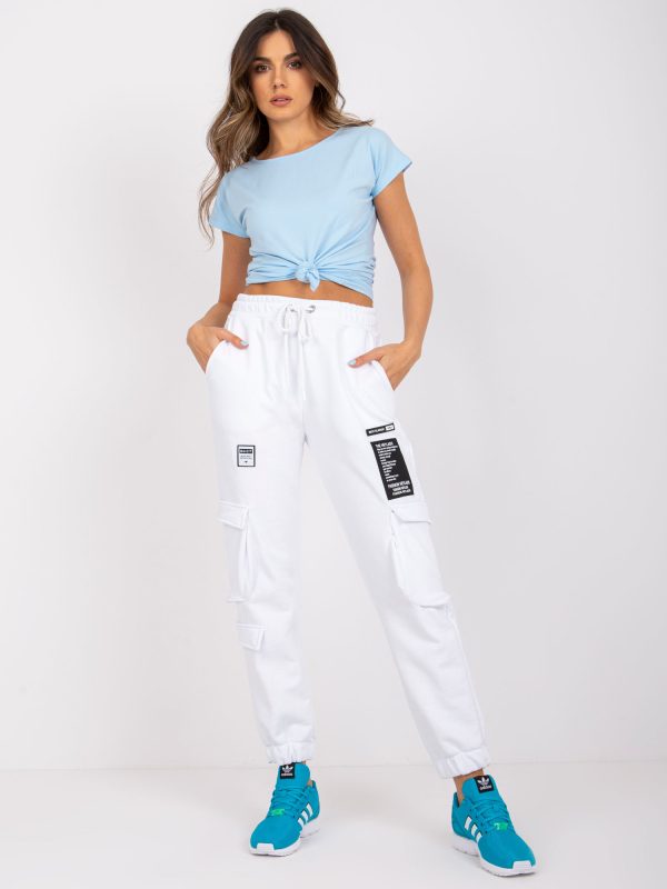 Wholesale Gina White Cargo Sweatpants