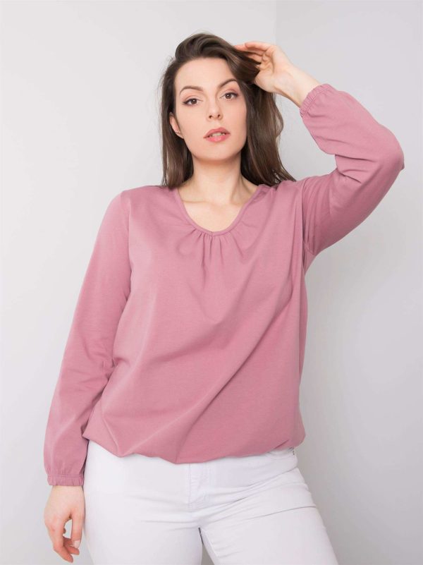 Wholesale Hailey Dirty Pink Plus Size Long Sleeve Blouse