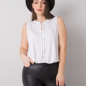 Wholesale White plus size blouse with viscose Nuka