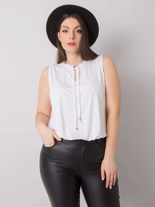 Wholesale White plus size blouse with viscose Nuka