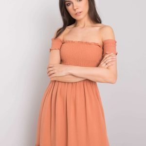 Wholesale Orange dress with ruffle Pallavi RUE PARIS