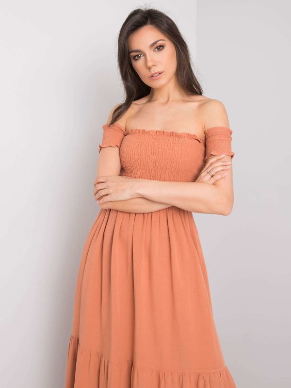 Wholesale Orange dress with ruffle Pallavi RUE PARIS