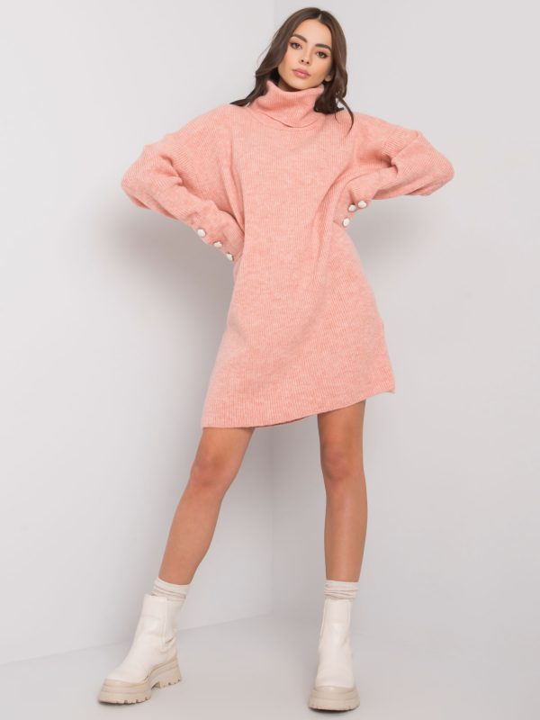 Wholesale Light pink turtleneck dress Irvette RUE PARIS