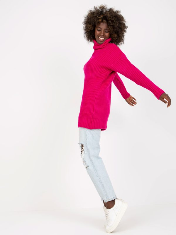 Wholesale Fuchsia long turtleneck sweater Daventry RUE PARIS